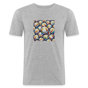 Mosaïque de volley-ball - T-shirt près du corps Homme - gris chiné - Devant - Nik (191cm)