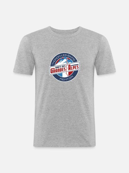 Route des Grandes Alpes | Thonon - Menton - T-shirt près du corps Homme - gris chiné