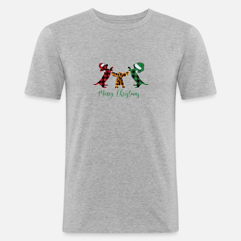 Frohe Weihnachten Dackel - Männer Slim Fit T-Shirt - Grau meliert