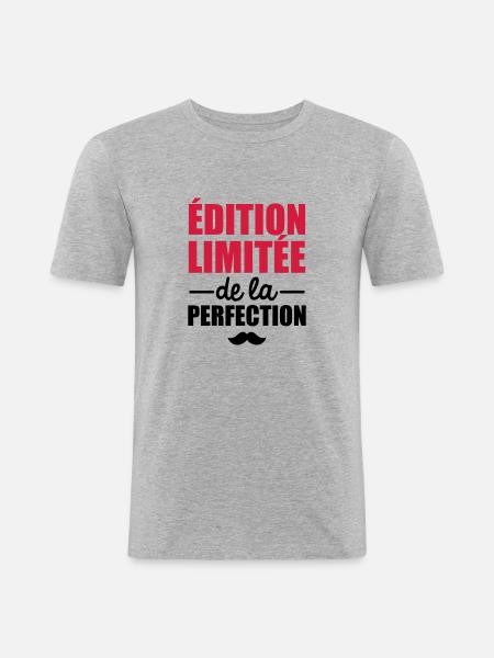 édition limitée de la perfection - T-shirt près du corps Homme - gris chiné