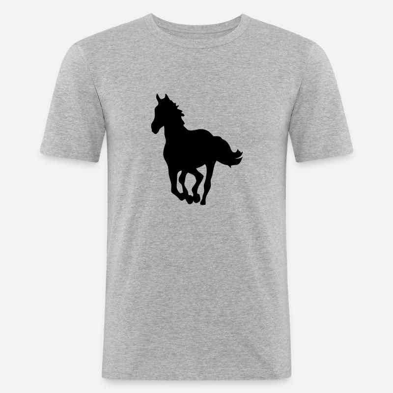 Pferd Pferd Silhouette Schatten shadow8 - Männer Slim Fit T-Shirt - Grau meliert