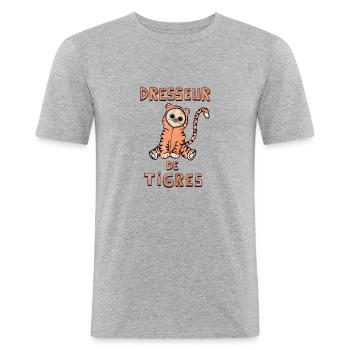 Dresseur de tigres - T-shirt près du corps Homme - gris chiné - Devant - Nik (191cm)