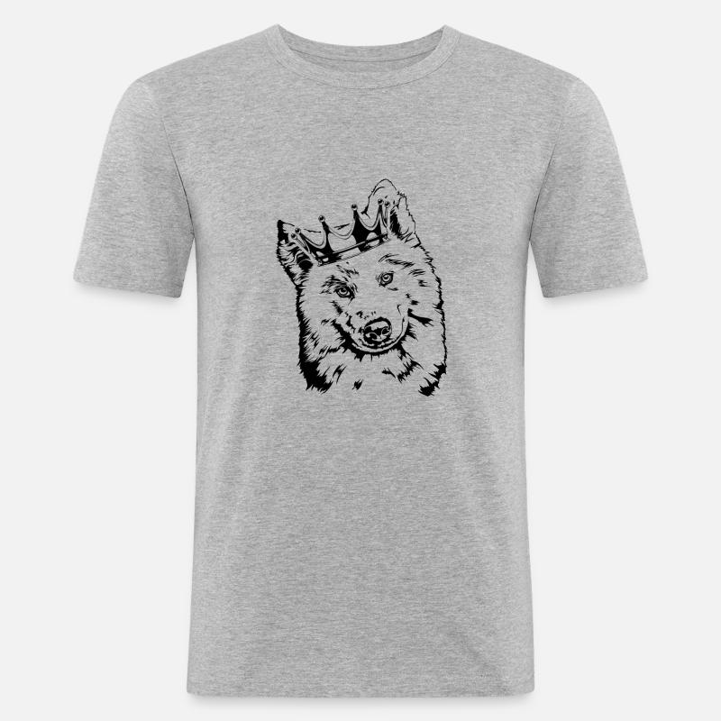 SAMOJEDE Krone Hunde Hund Wilsigns - Männer Slim Fit T-Shirt - Grau meliert