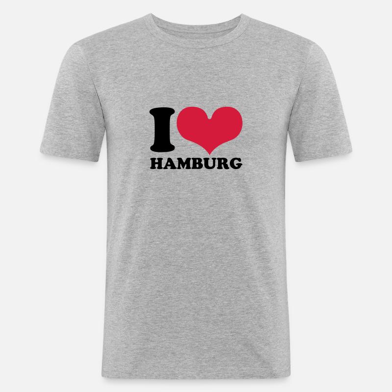 hamburg - Männer Slim Fit T-Shirt - Grau meliert