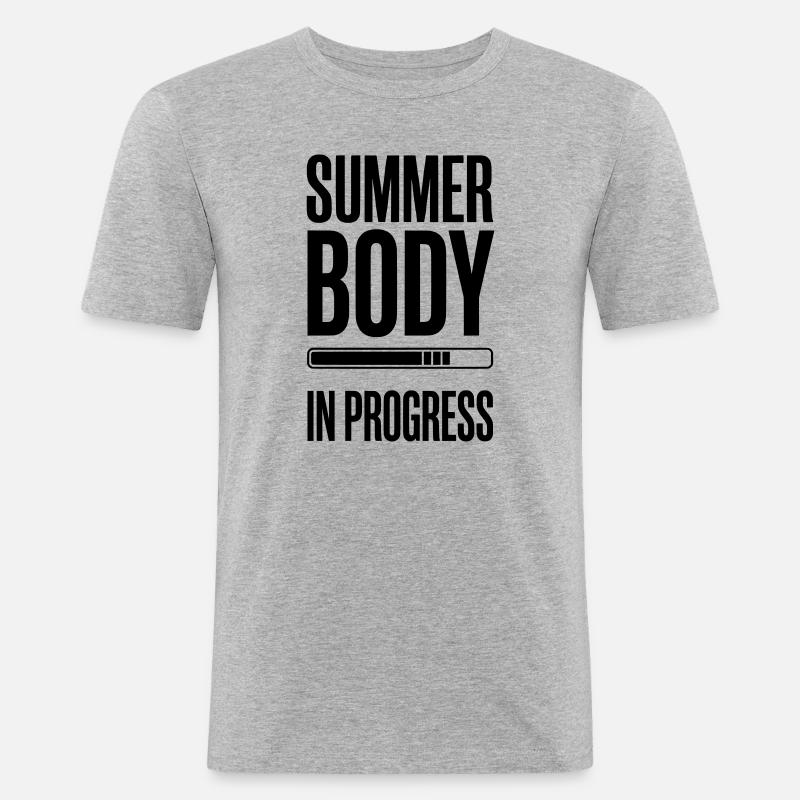 Summer Body in Progress – Motivationsstudio-Zitat - Männer Slim Fit T-Shirt - Grau meliert