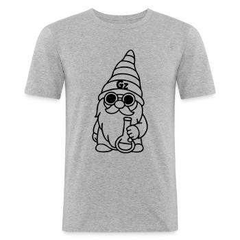 Cooler Zwerg/Wichtel mit Sonnenbrille und Bong - Männer Slim Fit T-Shirt - Grau meliert - Vorne - Nik (191cm)
