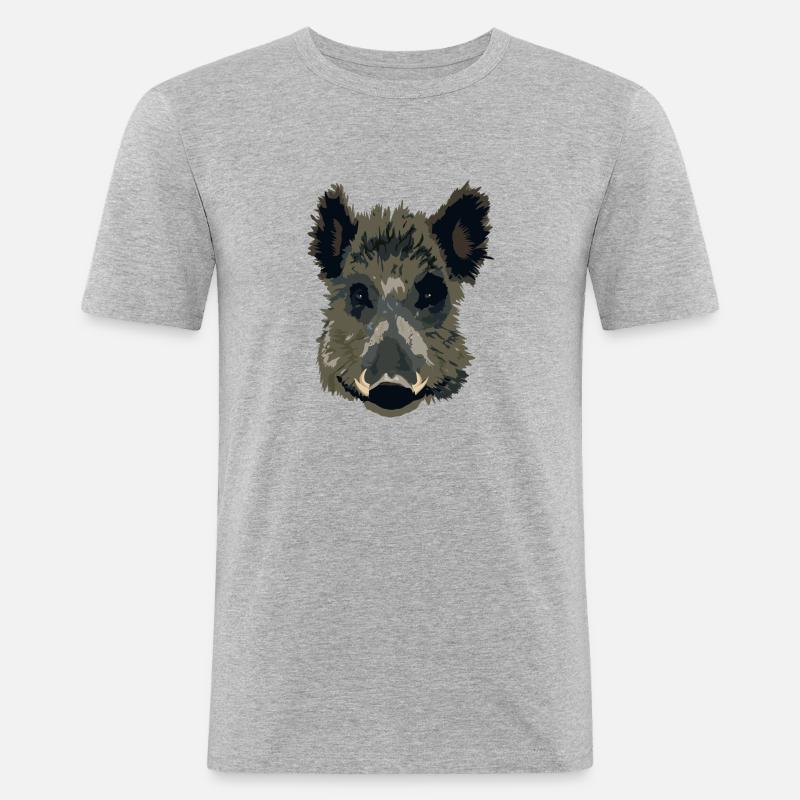 Wilsau oder Wildschwein als Geschenk - Männer Slim Fit T-Shirt - Grau meliert