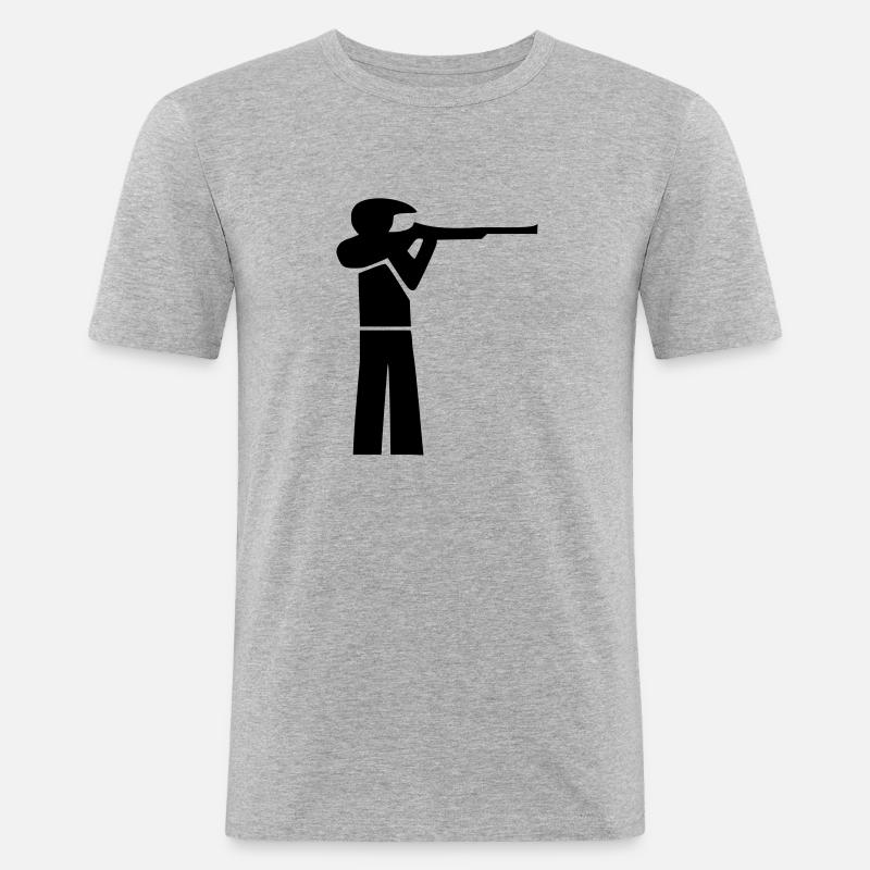 Schütze mit Cappy - Männer Slim Fit T-Shirt - Grau meliert