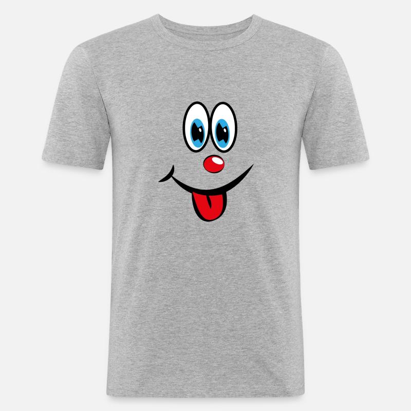Smiley avec la langue - T-shirt près du corps Homme - gris chiné