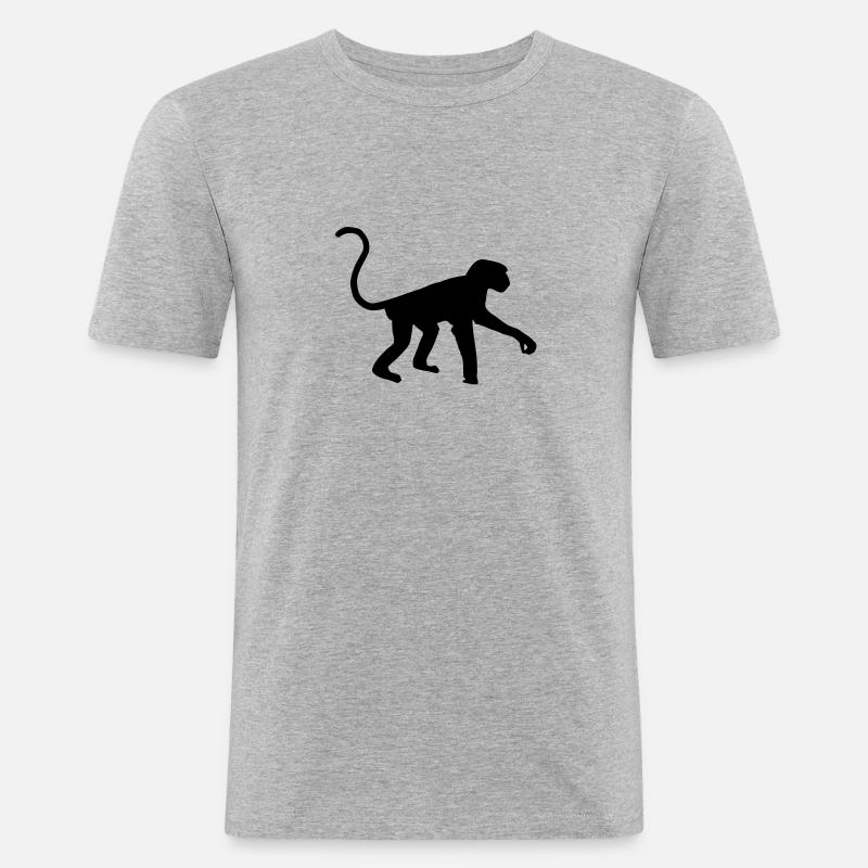 Affe - Männer Slim Fit T-Shirt - Grau meliert
