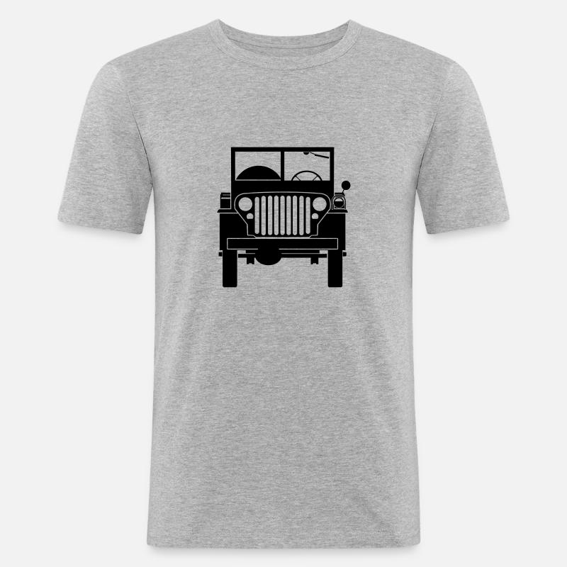 Willys MB Front - Männer Slim Fit T-Shirt - Grau meliert
