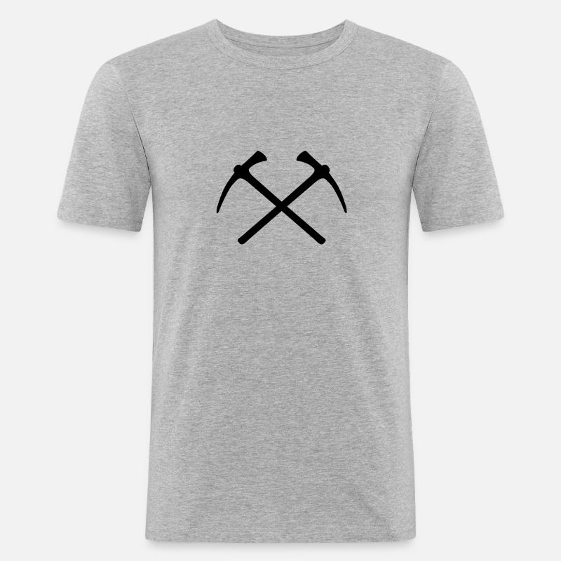 Spitzhacke - Männer Slim Fit T-Shirt - Grau meliert