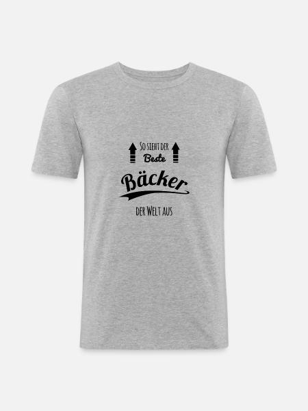 Bäcker - Männer Slim Fit T-Shirt - Grau meliert