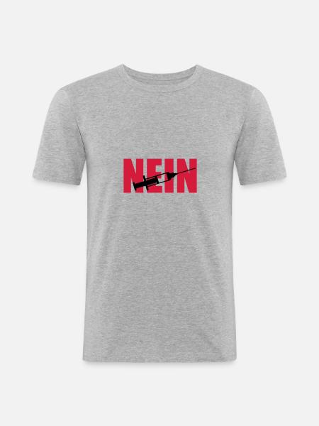 Nein Spritze - Männer Slim Fit T-Shirt - Grau meliert