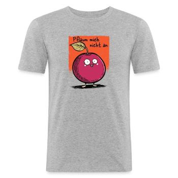 Pflaum mich nicht an! - Männer Slim Fit T-Shirt - Grau meliert - Vorne - Nik (191cm)