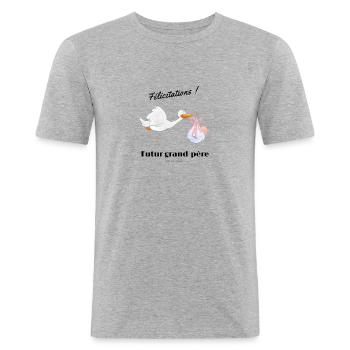 Futur grand pere - T-shirt près du corps Homme - gris chiné - Devant - Nik (191cm)