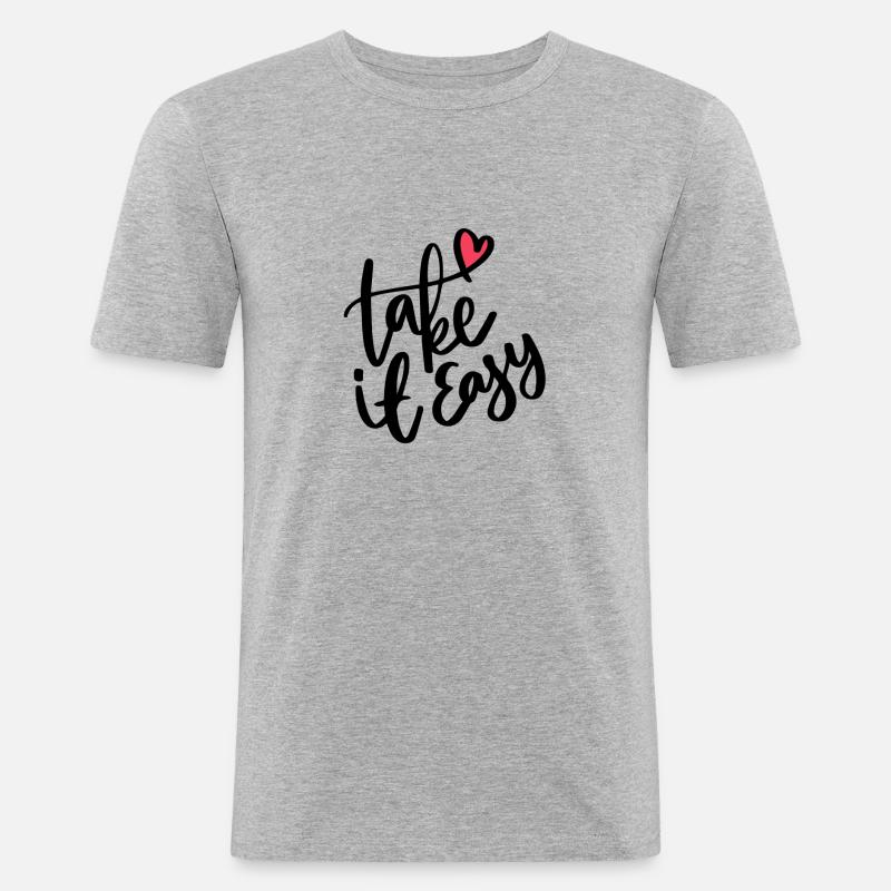 Take it easy - Männer Slim Fit T-Shirt - Grau meliert