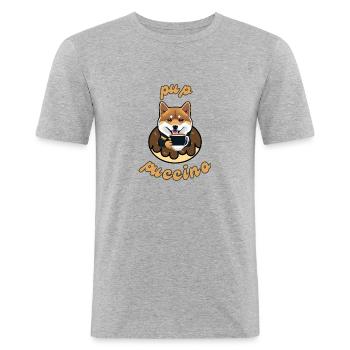 Coffee Dog Puppuccino T-Shirt - T-shirt près du corps Homme - gris chiné - Devant - Nik (191cm)