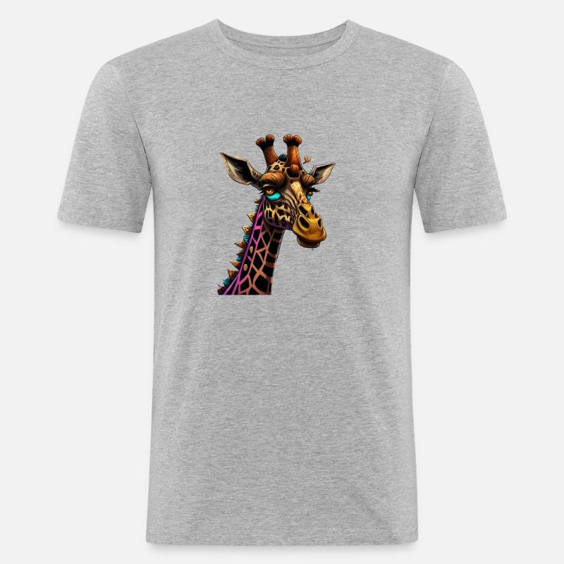 Graffiti Giraffe - Männer Slim Fit T-Shirt - Grau meliert