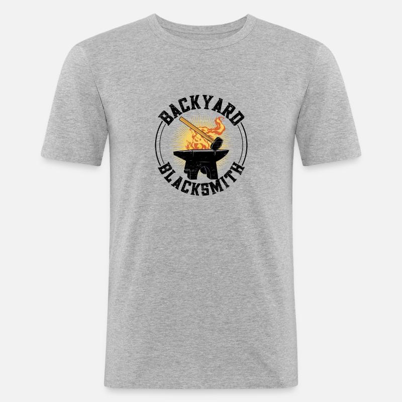Backyard Blacksmith - Männer Slim Fit T-Shirt - Grau meliert