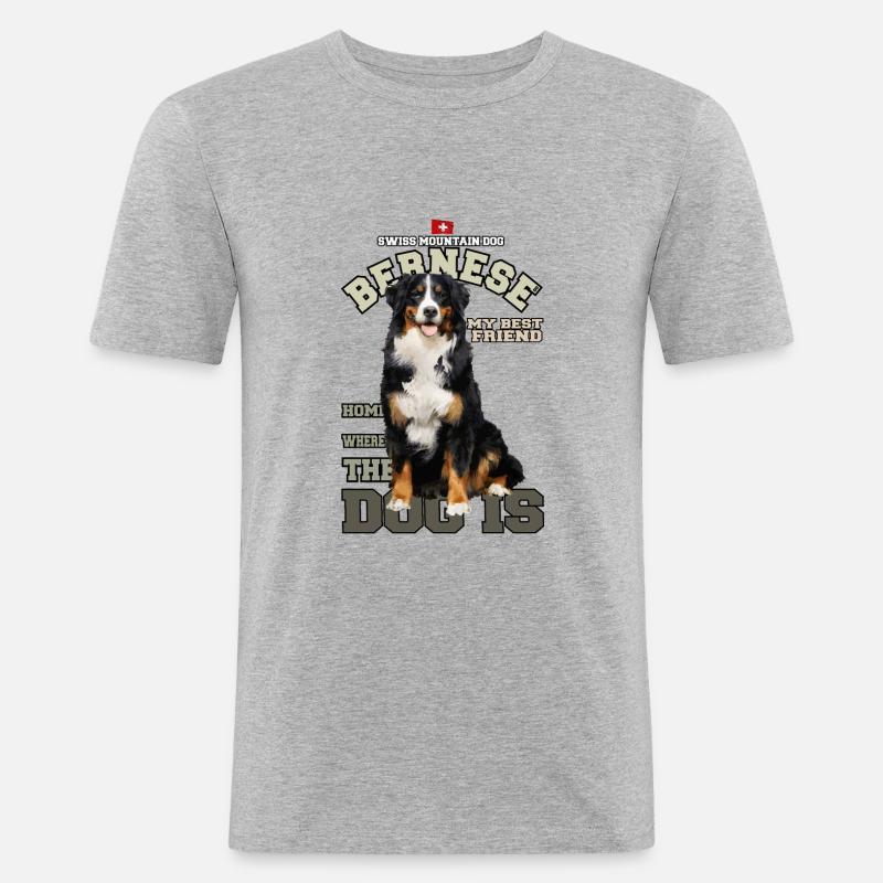 Berner Sennenhund - Schweizer Sennenhund - Männer Slim Fit T-Shirt - Grau meliert