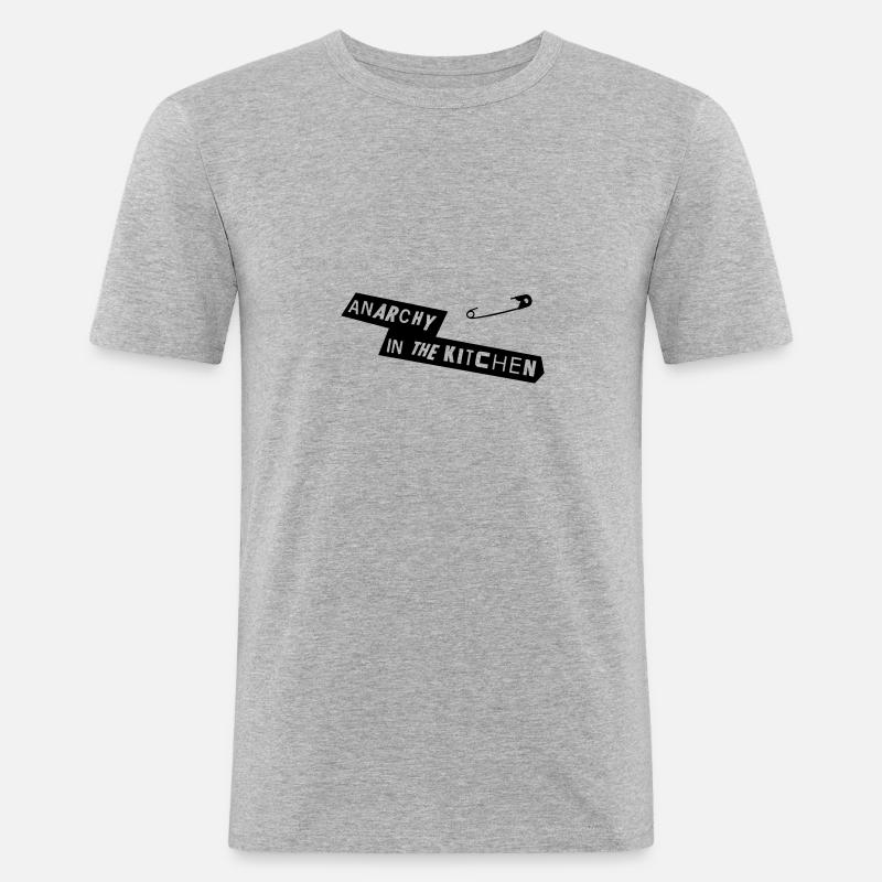 Anarchy In The Kitchen - Männer Slim Fit T-Shirt - Grau meliert