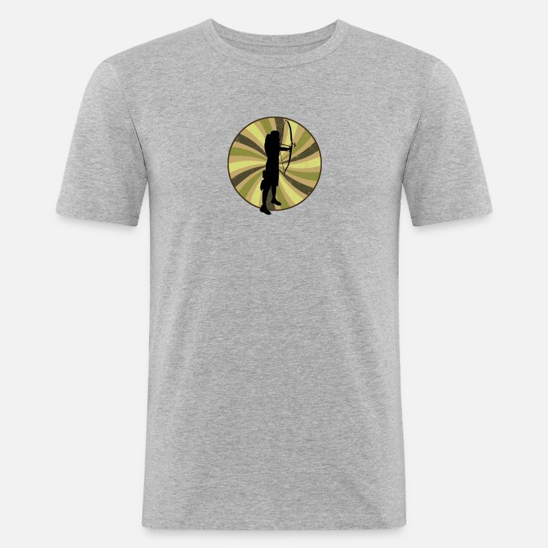 Langbogen Bogen - Männer Slim Fit T-Shirt - Grau meliert