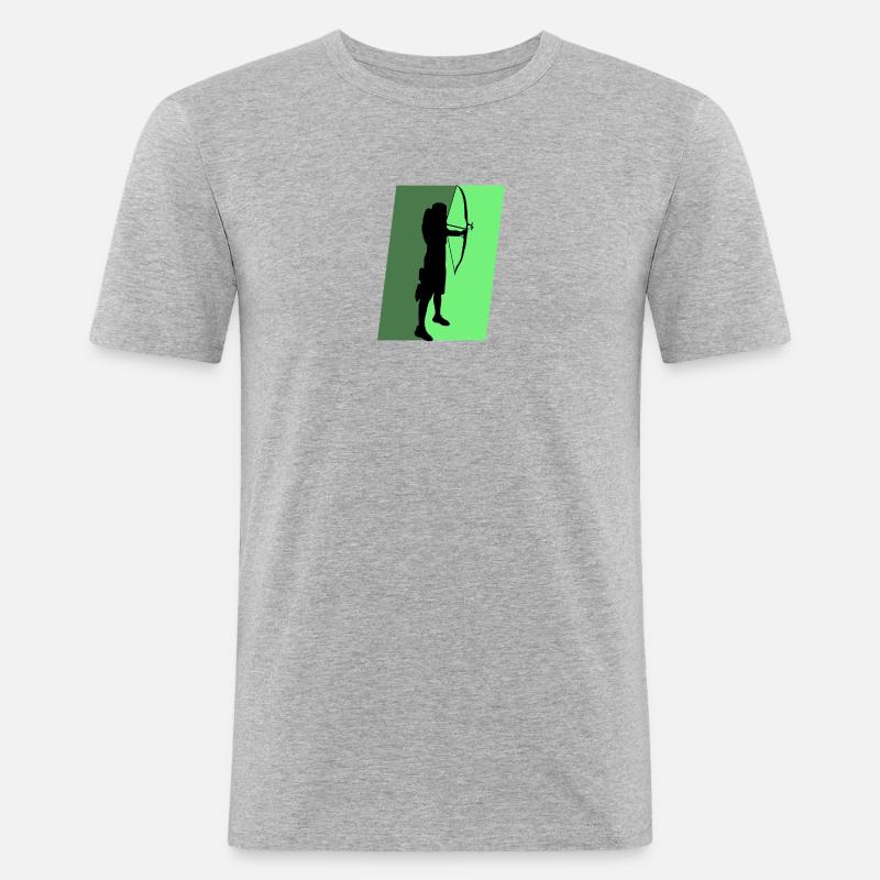 Bogen Langbogen Bogenschießen - Männer Slim Fit T-Shirt - Grau meliert