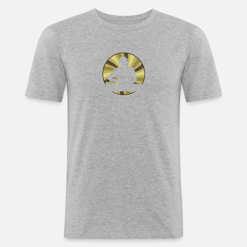DJ Techno - Männer Slim Fit T-Shirt - Grau meliert