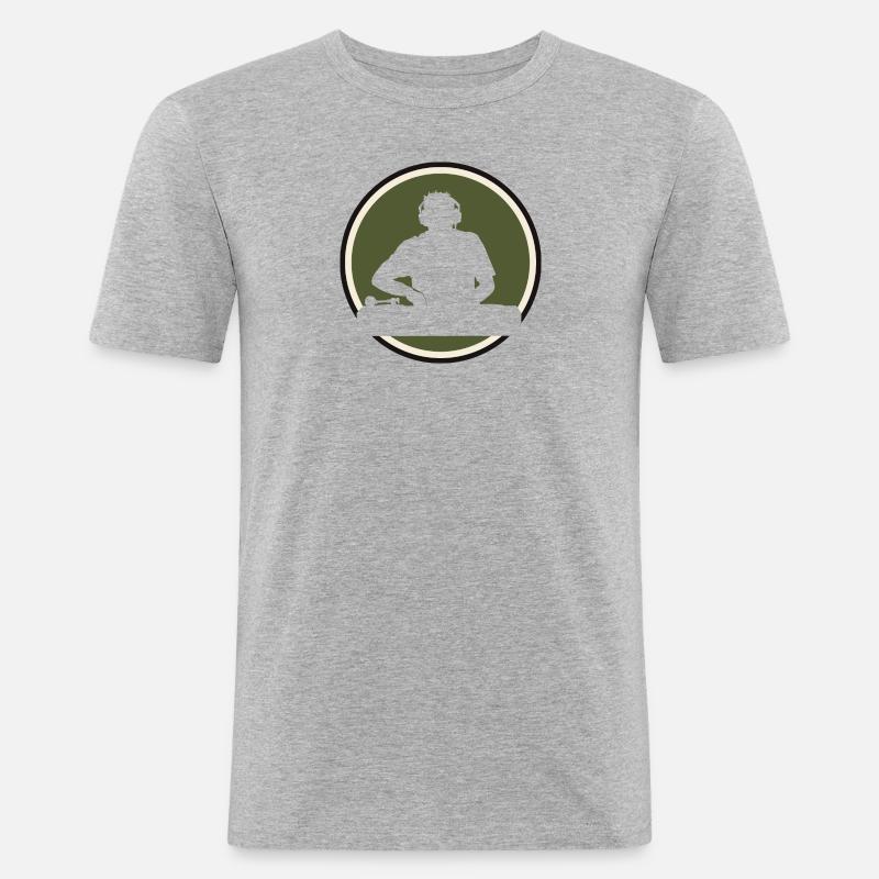 DJ Electro - Männer Slim Fit T-Shirt - Grau meliert