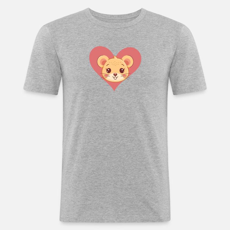 Mäuschen Mäuse Mäusezähnchen - Männer Slim Fit T-Shirt - Grau meliert