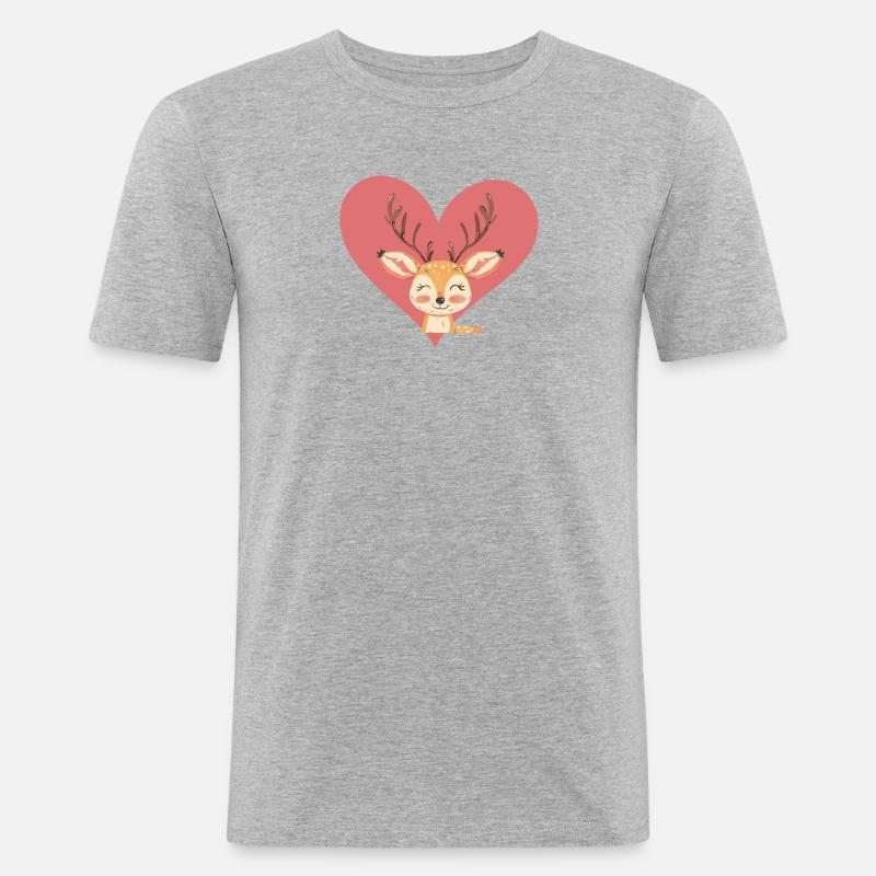 Hirsch Hirschjagd - Männer Slim Fit T-Shirt - Grau meliert