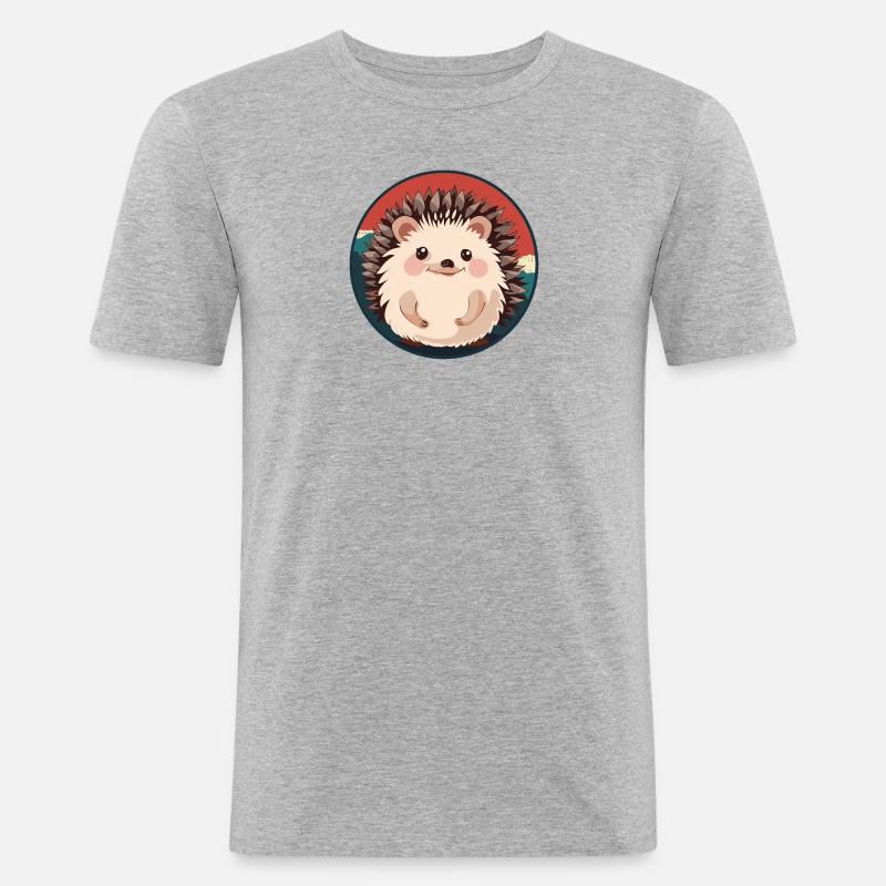 Igel Spitz - Männer Slim Fit T-Shirt - Grau meliert
