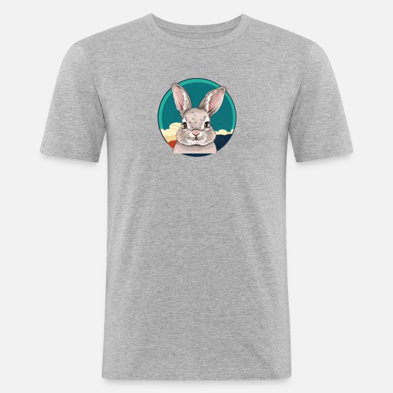 Hase Hasen - Männer Slim Fit T-Shirt - Grau meliert