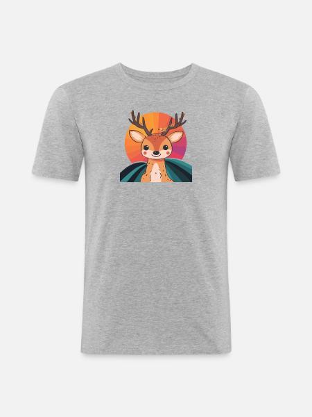 Hirschgeweih Hirschjagd Elch - Männer Slim Fit T-Shirt - Grau meliert