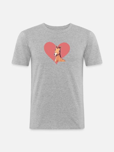 Pferde Hufe - Männer Slim Fit T-Shirt - Grau meliert