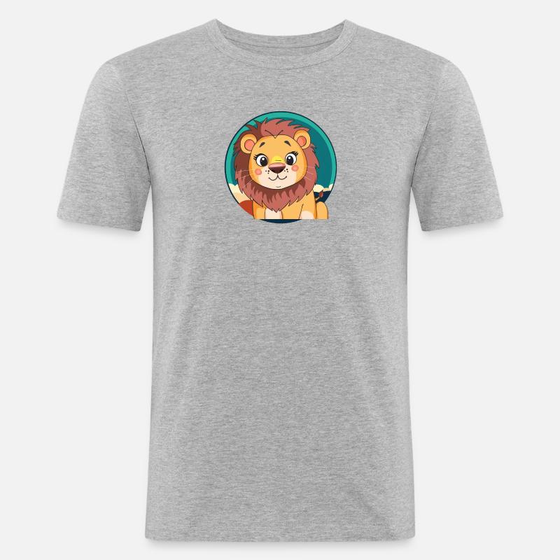 Loewe Löwen - Männer Slim Fit T-Shirt - Grau meliert