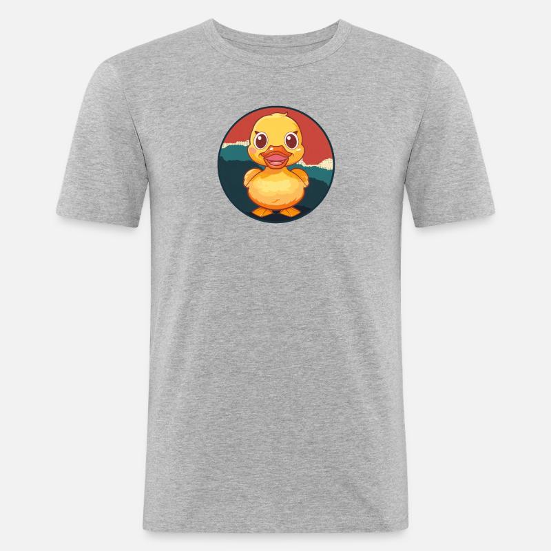 Schnabel Entchen Vogel - Männer Slim Fit T-Shirt - Grau meliert