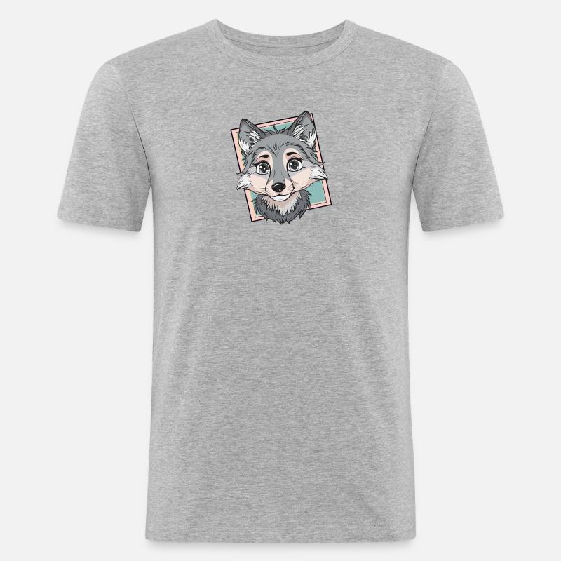Wolf Husky Wolfpack - Männer Slim Fit T-Shirt - Grau meliert