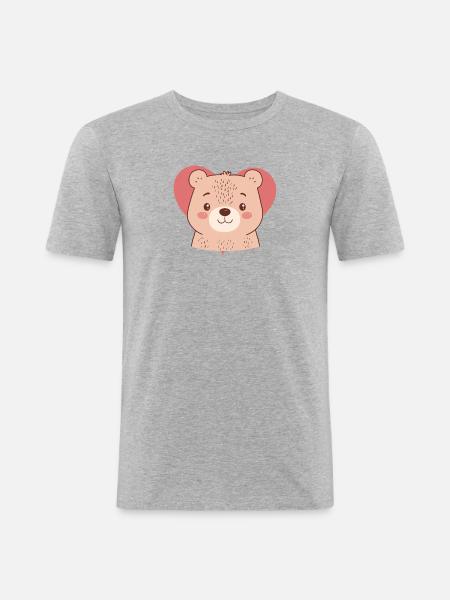 Baer Waldbewohner Braunbär - Männer Slim Fit T-Shirt - Grau meliert