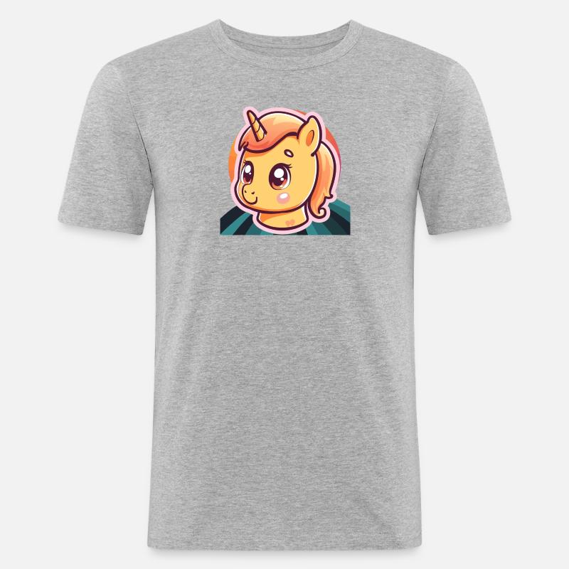 Einhorn Pferd Einhörner - Männer Slim Fit T-Shirt - Grau meliert