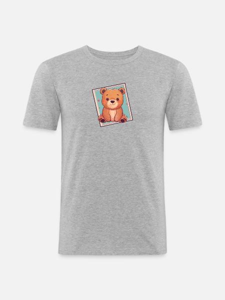 Baer Waldtier Bar - Männer Slim Fit T-Shirt - Grau meliert