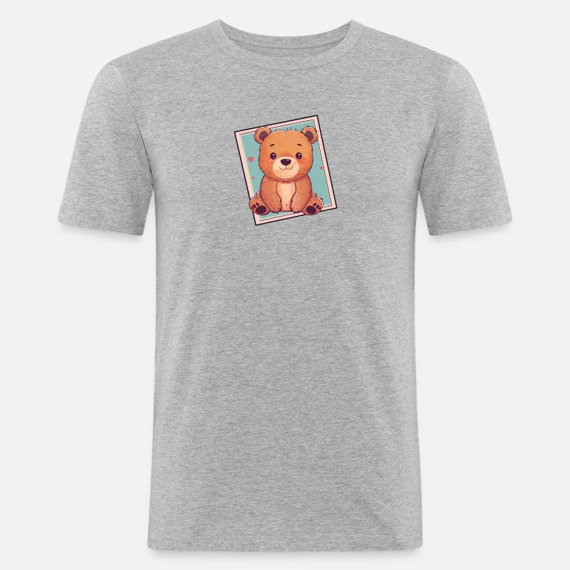 Baer Waldtier Bar - Männer Slim Fit T-Shirt - Grau meliert