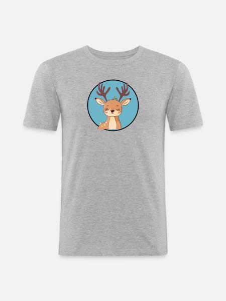 Hirschgeweih Hirsch Waldbewohner - Männer Slim Fit T-Shirt - Grau meliert