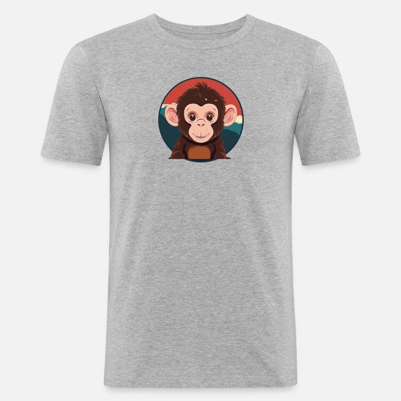 Affe Monkey - Männer Slim Fit T-Shirt - Grau meliert
