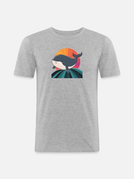 Wal Meeresleben Meerestiere - Männer Slim Fit T-Shirt - Grau meliert