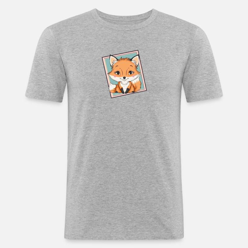 Fuchs Waldbewohner - Männer Slim Fit T-Shirt - Grau meliert