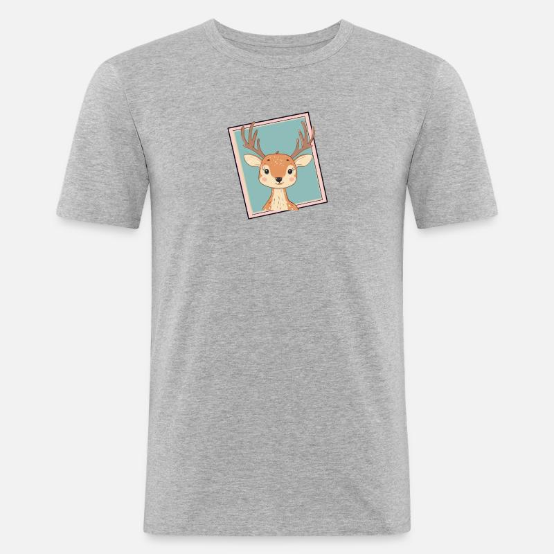 Hirsch Elch Hirschgeweih - Männer Slim Fit T-Shirt - Grau meliert