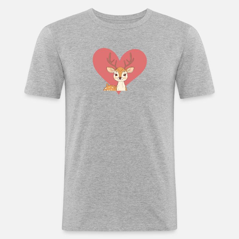 Hirsch Elch Rehkitz - Männer Slim Fit T-Shirt - Grau meliert