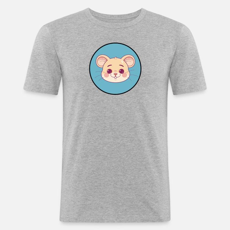 Mäuschen Maus Mäusezähnchen - Männer Slim Fit T-Shirt - Grau meliert